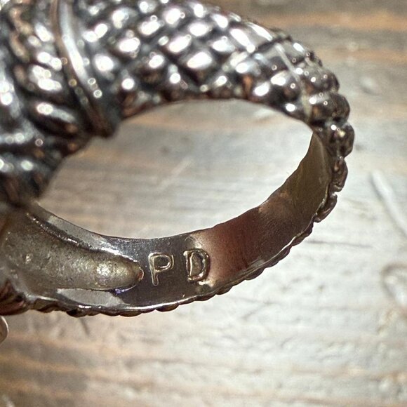 Premier Designs Jewelry Size 5 Citrine Peridot CZ Antiqued Rhodium Ring - Picture 4 of 4